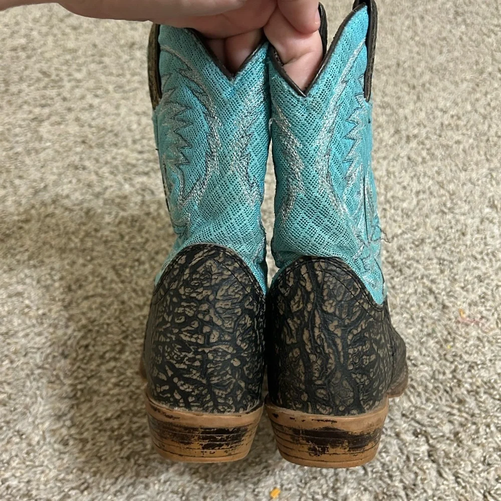 Nocona Boots Boys Fynn Embroidery Square Toe Cowboy Mid Calf Boots 1 1/2D Kids